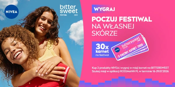 NIVEA: dwie roześmiane dziewczyny, promujące konkurs BitterSweet Festival 2026. Wygraj 30 karnetów!