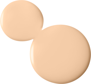 Dwie krople jasnego podkładu Bourjois 1,2,3 Perfect, semi-matowe wykończenie, widok z góry.
