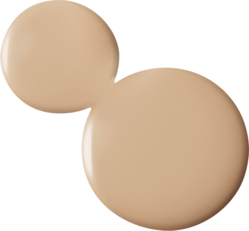Dwie beżowe krople podkładu Bourjois 1,2,3 Perfect, korygującego, semi-matowego, zbliżenie.
