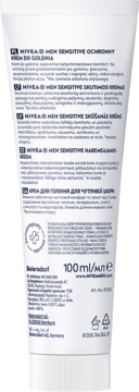 Tył białej tubki NIVEA MEN Sensitive Ochronny Krem Do Golenia 100ml z opisami w wielu językach.