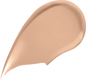 Zbliżenie na beżową, gładką smugę długotrwałego podkładu Max Factor Facefinity w odcieniu Natural Beige.