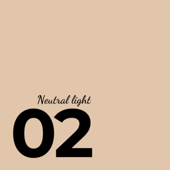 Wizualizacja odcienia podkładu STAR REACHER 02 Neutral Light na beżowym tle z czarnym tekstem.