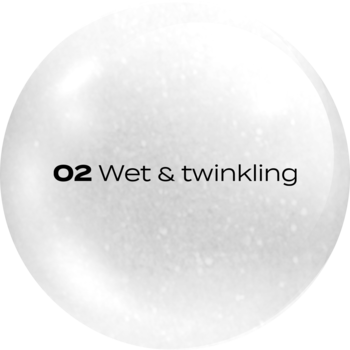 Przezroczysta kula Stars from The Stars Glossphere 02, top coat do ust, z napisem "Wet & twinkling", iskrząca.