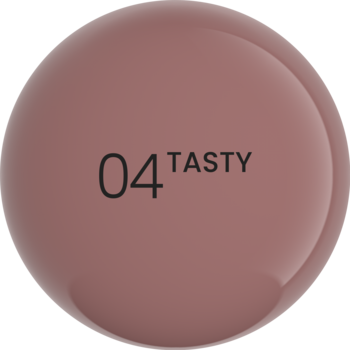 Okrągła, błyszcząca ikona odcienia 04 TASTY błyszczyka Lipnotizer, w kolorze różowego nude.