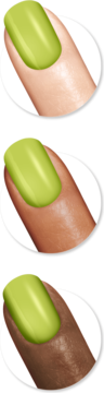 Lakier Sally Hansen Miracle Gel 764 Cactus Make Perfect: jaskrawozielony na paznokciach o 3 odcieniach skóry.