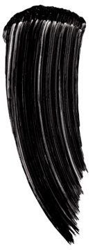 Teksturowany swatch czarnego tuszu Maybelline The Falsies Surreal Mascara, ukazujący jego wydłużające włókna.