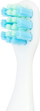Vitammy Smile końcówka szczoteczki sonicznej dla dzieci, biała z niebieskimi i zielonymi włóknami.