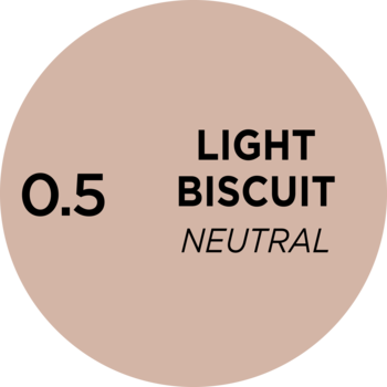 Okragły wzornik odcienia 0.5 Light Biscuit Neutral podkładu Eveline Better Than Perfect, jasny beż.