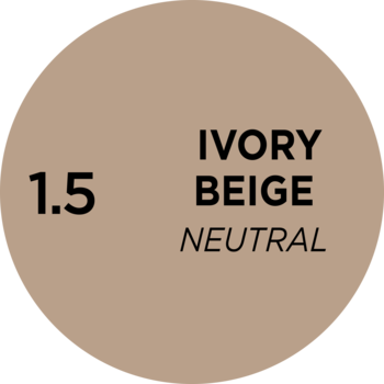 Beżowy okrągły swatch podkładu Eveline Better Than Perfect, odcień 1.5 Ivory Beige Neutral.