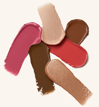 Kremowe próbki Catrice Magic Shaper: róż, bronzer, rozświetlacz w 6 odcieniach, rozłożone na białym tle.