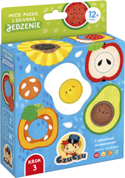 Pudełko puzzli Czuczu Moje puzzle z dziurką Jedzenie, z kolorowymi układankami jedzenia dla dzieci.