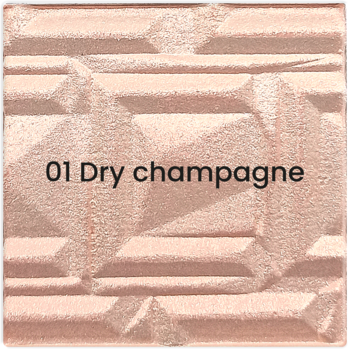 Rozświetlacz Stars Moonkissed 01 Dry champagne, kwadratowy, szampański z geometrycznym wzorem, zbliżenie z góry.