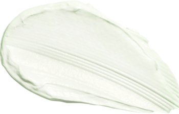 Biały, kremowy swatch pianki do mycia twarzy SKIN1004 Madagascar Centella Tea-Trica na zielonym tle.