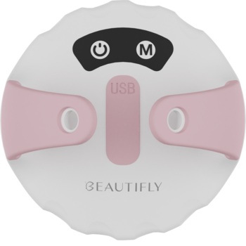 Beautifly B-Body ręczny masażer antycellulitowy, biało-różowy, okrągły z ergonomicznymi uchwytami, USB.