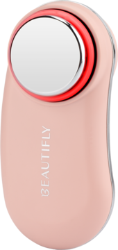 Różowa szczoteczka soniczna Beautifly Fresh Duo Care Blush 2w1 z podświetleniem LED, widok z przodu pod kątem.