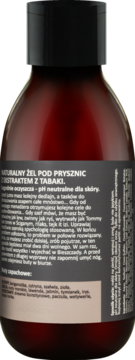 Tył brązowej butelki żelu LaQ Ryszard z Bieszczad. Widoczna etykieta z polskim opisem i nutami zapachowymi.