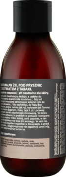 Tył brązowej butelki żelu LaQ Ryszard z Bieszczad. Widoczna etykieta z polskim opisem i nutami zapachowymi.