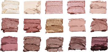 Paleta cieni do powiek Reloaded Iconic 3.0: zbliżenie na rzędy ciepłych, neutralnych cieni do powiek.