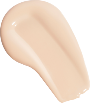 Lśniący, kremowy rozmaz podkładu serum Revolution Skin Silk Foundation F3 w jasnym beżu, gładka, płynna konsystencja.