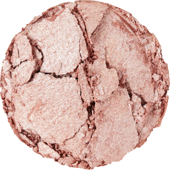 Zbliżenie na okrągły, wypiekany rozświetlacz Revolution Beam Bright Rose Lustre z popękaną, świetlistą teksturą.