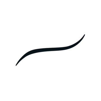 Grafika: czarna, smukła, płynna linia na białym tle, symbolizująca precyzję eyelinera IsaDora Hypo-Allergenic.