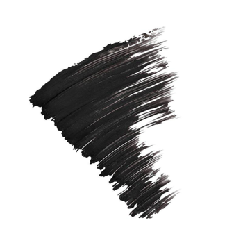 Czarny swatch podkręcającego tuszu IsaDora High Impact Lift & Curl Mascara z kremową teksturą.