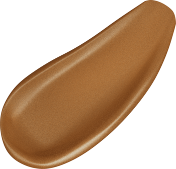 Kremowy bronzer Max Factor Miracle Pure Golden Glow w formie lśniącej, złocisto-brązowej smugi na czarnym tle.