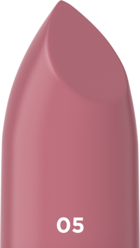 Pionowe zbliżenie na różową, nawilżającą pomadkę Eveline Kiss Me Quick! z numerem 05 i matowym wykończeniem.