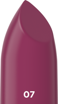 Zbliżenie na matową pomadkę Kiss Me Quick! nr 07, intensywny odcień fuksji, widoczny numer na szmince.