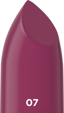 Zbliżenie na matową pomadkę Kiss Me Quick! nr 07, intensywny odcień fuksji, widoczny numer na szmince.