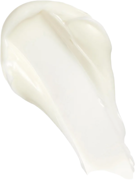 Zbliżenie nawilżającego kremu Revolution PRO Miracle, biała, bogata smuga na szarym tle, ukazująca teksturę.