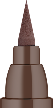 Zbliżenie na brązowy aplikator eyelinera Lash Princess Essence. Stożkowa, precyzyjna końcówka pisaka.