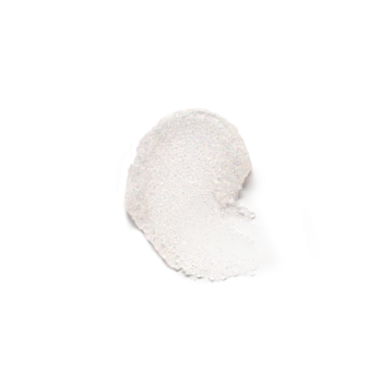 Próbka błyszczyka Essence What the fake! 01. Jasny, perłowy odcień z opalizującym blaskiem na białym tle.