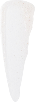 Biały swatch błyszczyka Nourishing Shimmer Gloss Hologlo z perłowymi drobinkami na białym tle.