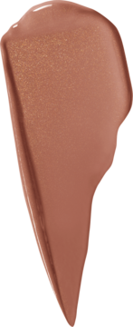 Gruby swatch błyszczącego błyszczyka NYX Butter Gloss Swirl Hot Cocoa w kolorze brązowym z drobinkami.