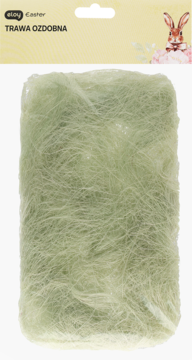 Jasnozielona, puszysta sztuczna trawa sizalowa eObay Easter w przezroczystym opakowaniu, do dekoracji wielkanocnych.