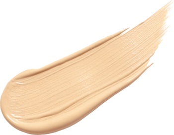 Swash podkładu Bielenda Blue Matcha Sunny Beige na czarnym tle. Jasny beż, lekka formuła, naturalny efekt glow.