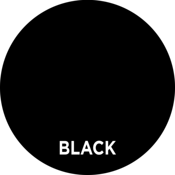 Grafika koloru czarnego z białym napisem 'BLACK', symbolizująca czarny eyeliner Eveline Precise Slim.