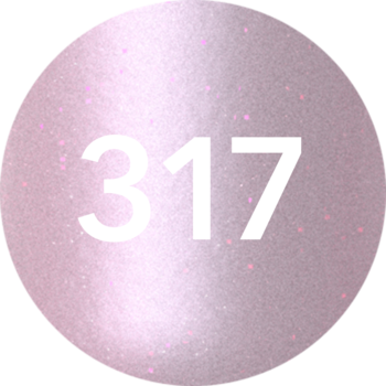 Okrągły swatch lakieru Eveline Gel Laque, odcień 317, jasnoróżowy z migoczącym, żelowym połyskiem.