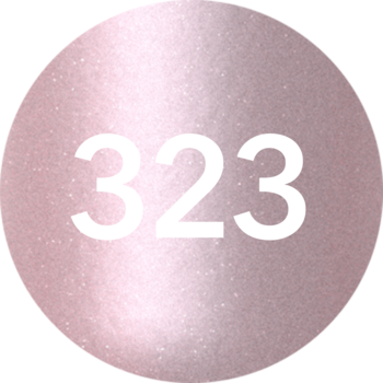Eveline Gel Laque lakier żelowy, nr 323, okrągła próbka lśniącego, różowo-złotego koloru z brokatem.