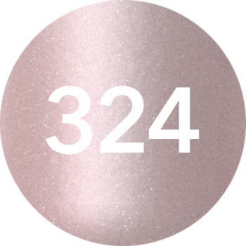 Okrągły swatch jasnoróżowego lakieru Eveline Gel Laque z numerem 324, lśniący żelowy efekt, zbliżenie.