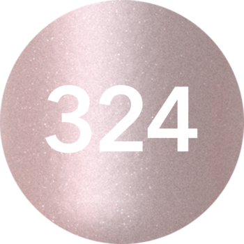 Okrągły swatch jasnoróżowego lakieru Eveline Gel Laque z numerem 324, lśniący żelowy efekt, zbliżenie.