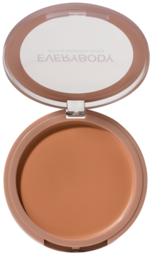 Kremowy bronzer Everybody London x Aleksandra Sosfa Light w beżowym, otwartym kompakcie.