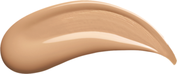 Pojedyncza, kremowa smuga beżowego podkładu TIRTIR Mask Fit Red Cushion 27C Cool Beige na białym tle, półmatowe wykończenie.