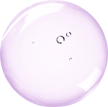 Nawilżający olejek TIRTIR My Glow Lavender Lip Oil, lśniąca, lekko fioletowa kropla z bąbelkami.