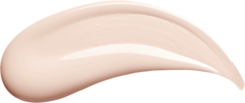 Jasny beżowy, kremowy swatch podkładu TIRTIR Mask Fit Red Cushion 13C Fair, lśniąca, falista tekstura.