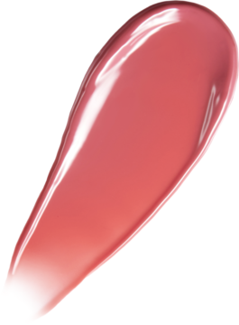 Żelowy błyszczyk LAKA Jelling Nude Peach Ring. Zbliżenie na lśniący, brzoskwiniowo-różowy swatch w kształcie kropli.