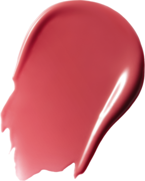 Błyszcząca pomadka Laka Bonding Glow Miro, różowy półtransparentny swatch z wysokim połyskiem na ciemnym tle.