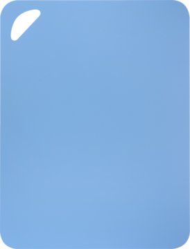 Gładki, błękitny prostokąt z zaokrąglonymi rogami, z delikatnym odbiciem światła w lewym górnym rogu.