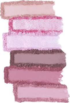 Affect Love Story paleta cieni: 6 aksamitnych swatchy (róże, brązy, srebrny i różowy błysk) do romantycznego makijażu.